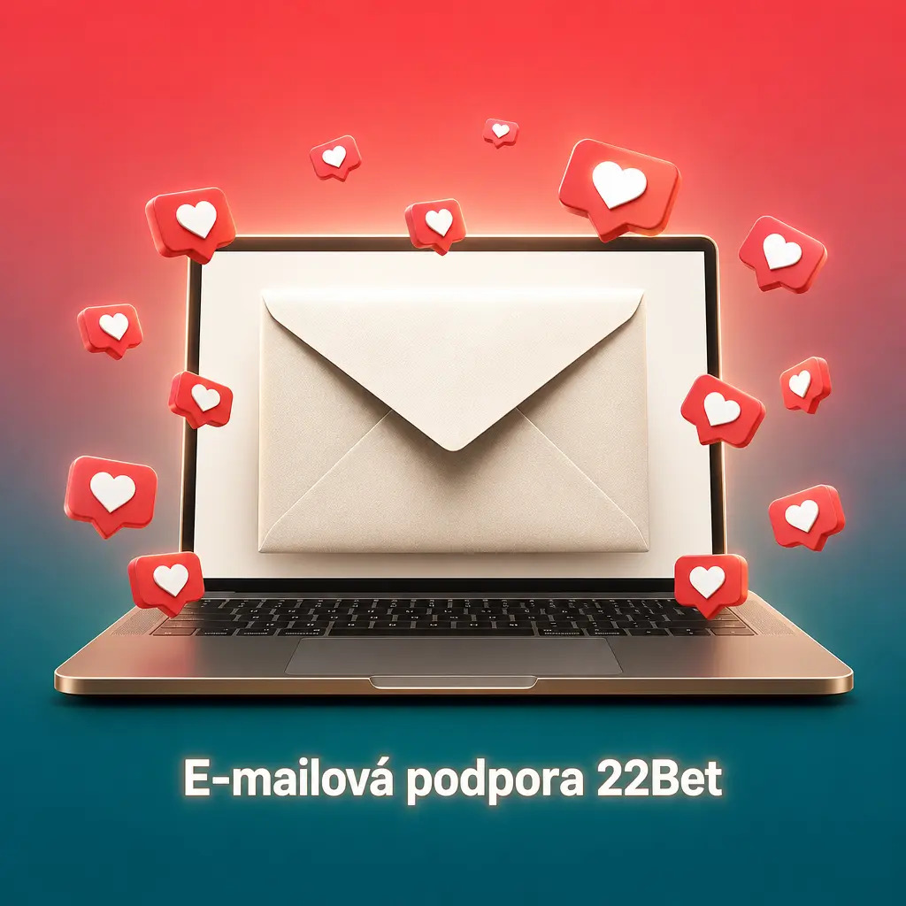 E-mailová podpora 22Bet na support@22bet.com pro ověření identity, reklamace a stížnosti s odpovědí do 24–48 hodin
